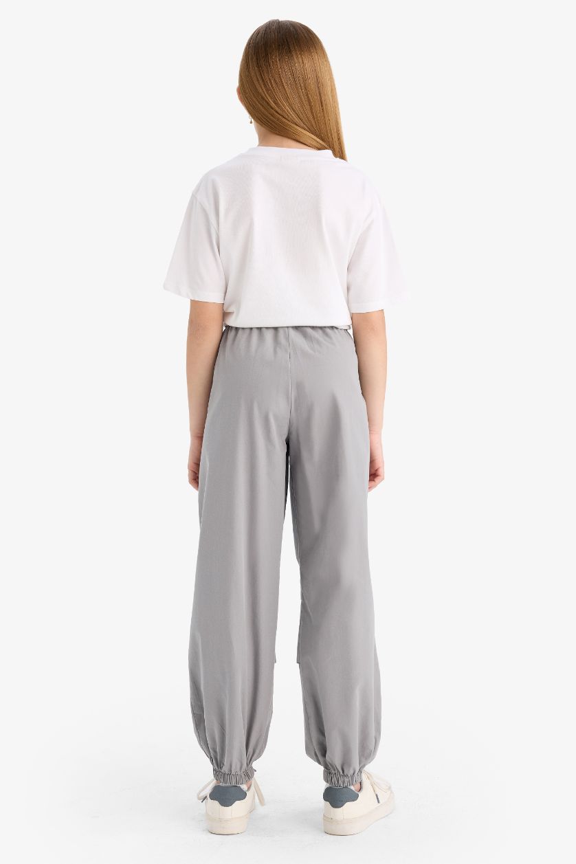 Kız Çocuk - Genç Kız Açık Gri Paraşüt Jogger Paça Pantolon Kız Çocuk
