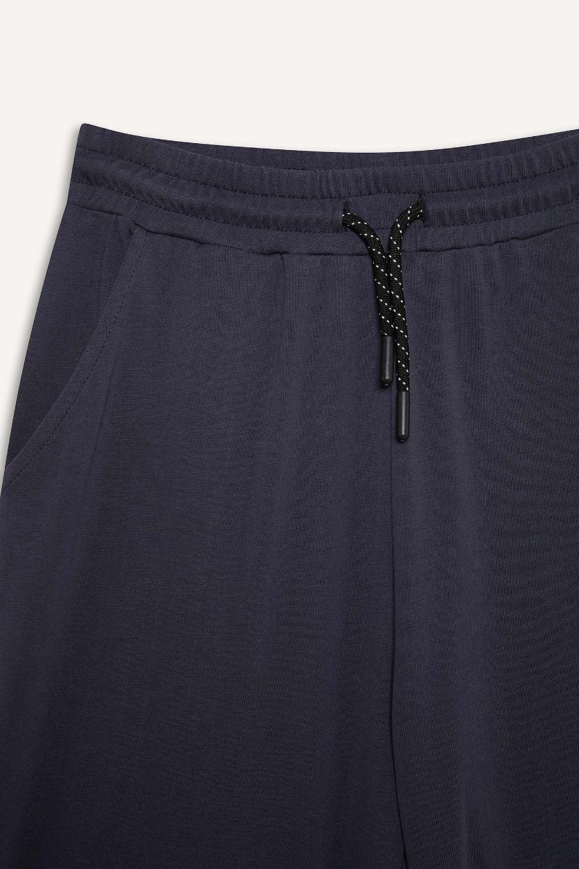 Erkek Çocuk - Genç Erkek Koyu Gri Beli Lastikli Basic Düz Şort Erkek Çocuk