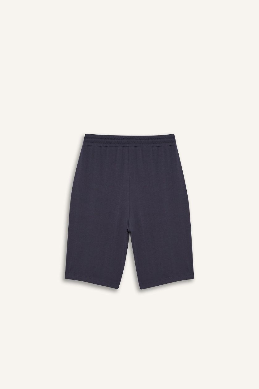 Erkek Çocuk - Genç Erkek Koyu Gri Beli Lastikli Basic Düz Şort Erkek Çocuk