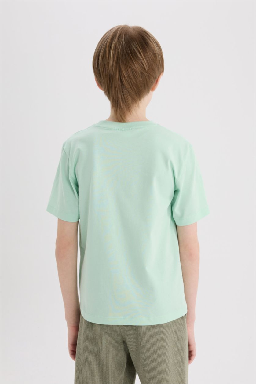 GARÇONS Turquoise T-shirt imprimé à col rond et manches courtes pour garçon