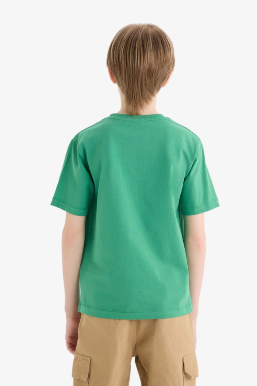 Мальчики и подростки Зеленый Мальчик фуфайка с круглым вырезом, с принтом, с короткими рукавами