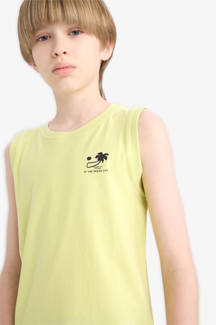 Boys & Teens Light Green Boy Crew Neck Tank Top
