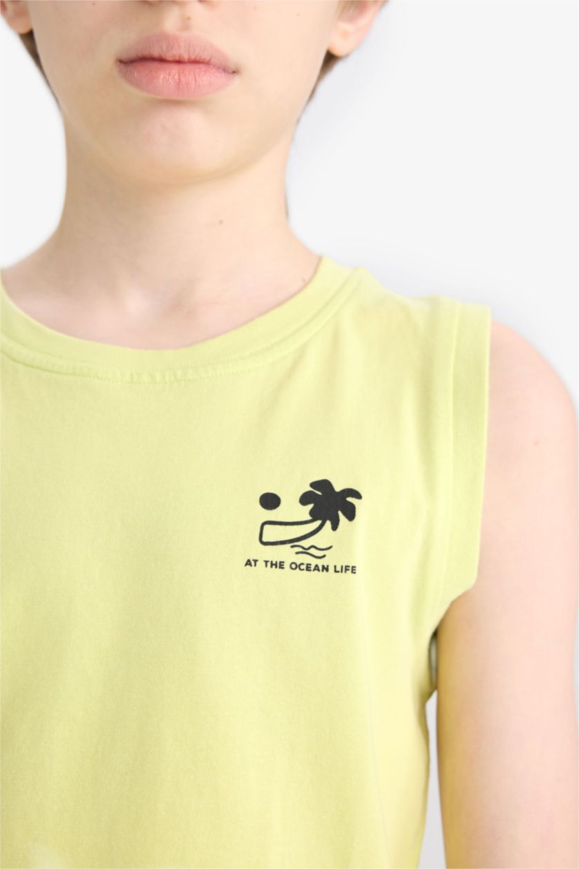 Boys & Teens Light Green Boy Crew Neck Tank Top