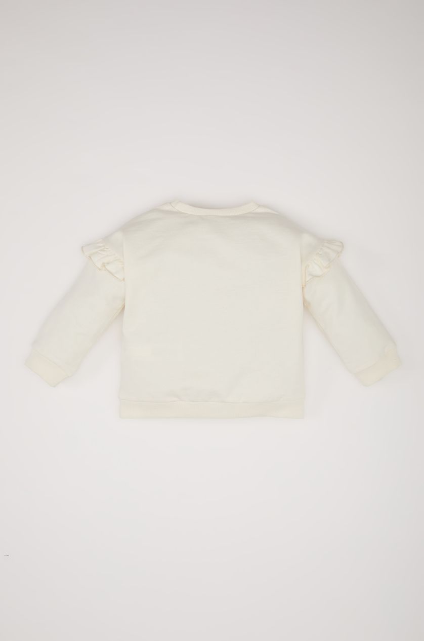 طفلة صغيرة بيج فاتح سويت شيرت بنات مطبوع  قصة عادية برقبة مستديرة