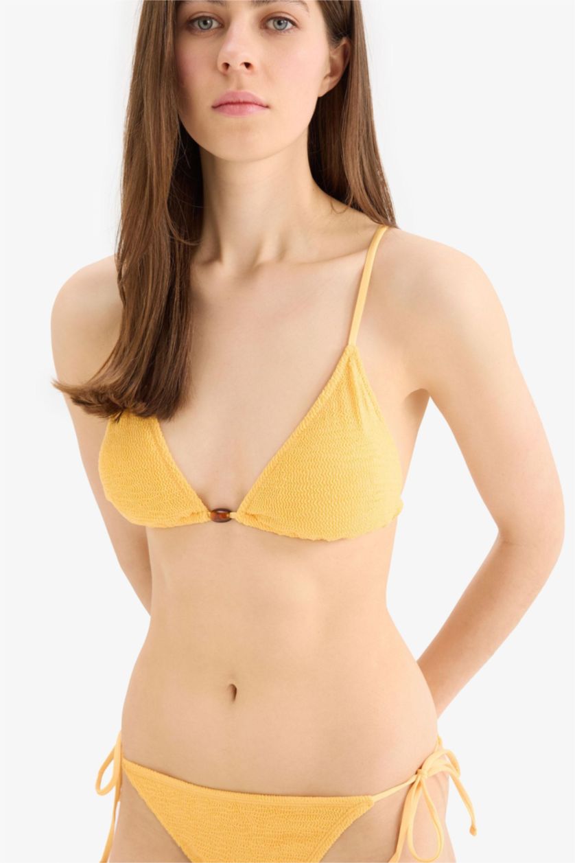 Kadın Sarı Regular Fit Bürümcük Bikini Üstü-Fall in Love