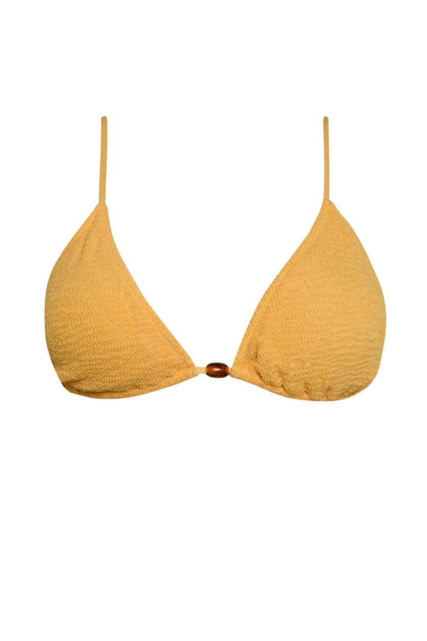 Woman Yellow Fall in Love Regular Fit Crepe Bikini Top