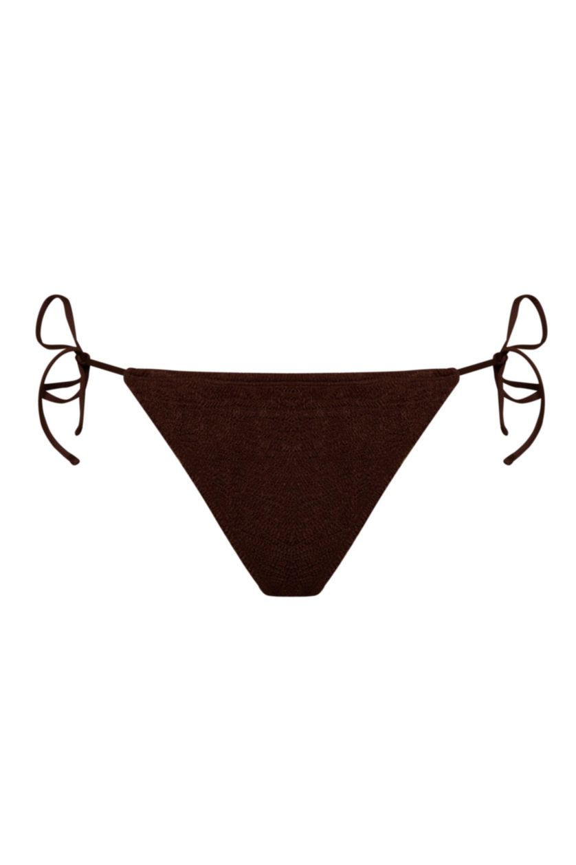 Kadın Kahve Bağcıklı Bürümcük Bikini Altı