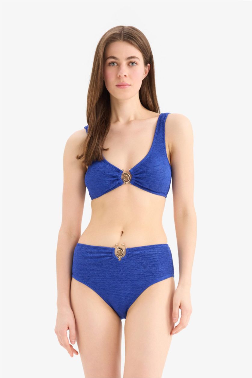 Kadın Saks Regular Fit Bürümcük Bikini Altı