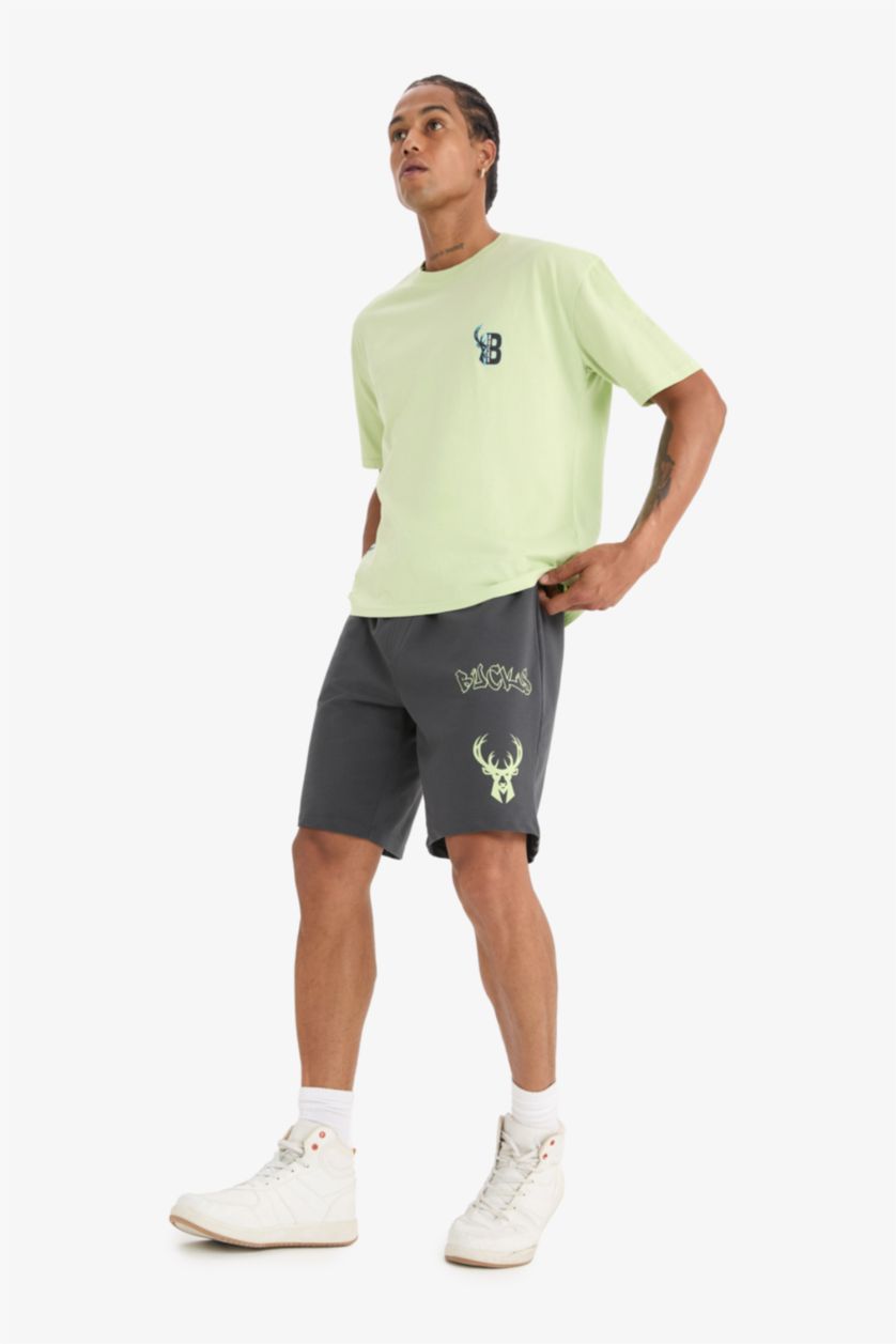 MAN Anthracite DeFactoFit NBA Milwaukee Bucks Standard Fit Shorts