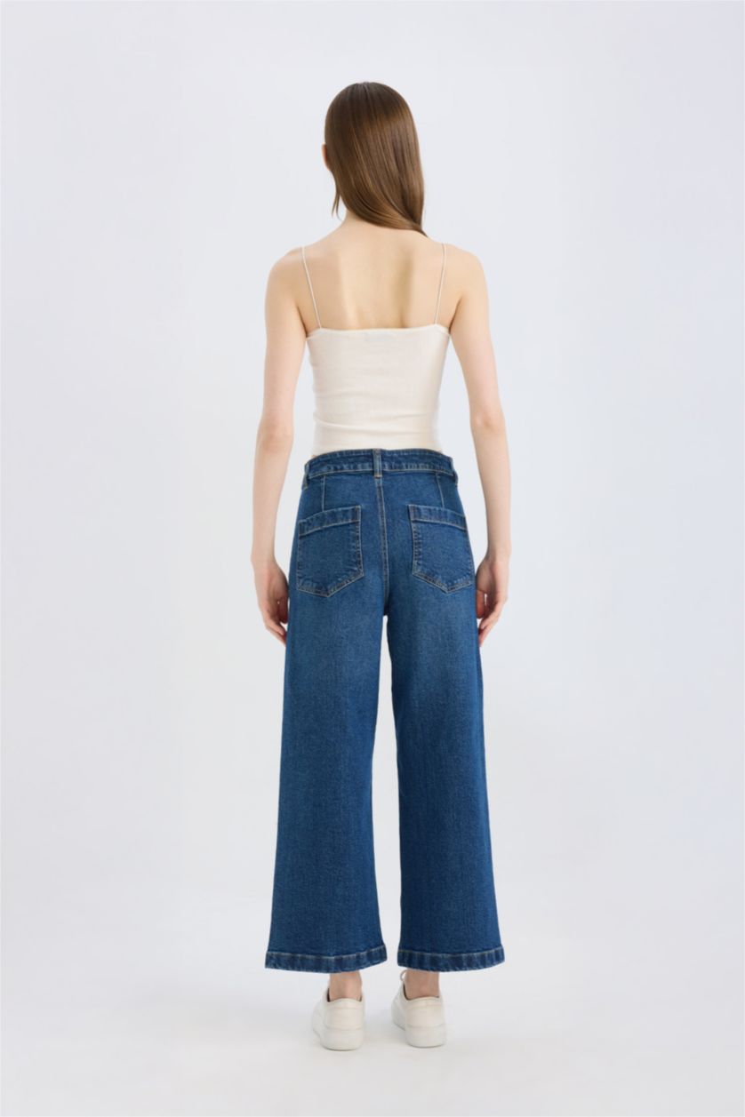 Әйелдерге Көк culotte деним Шалбар