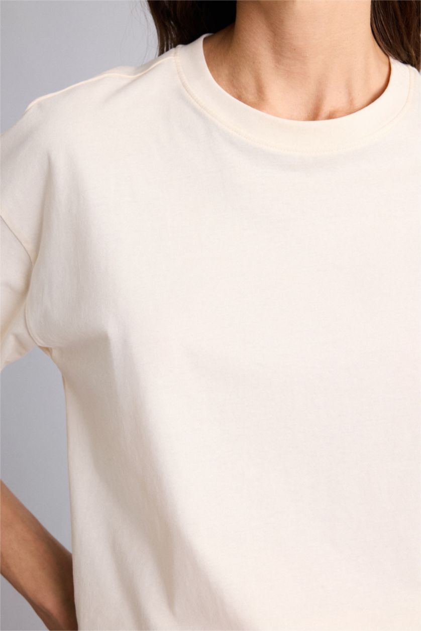 Woman Ecru Woman Short Sleeve T-Shirt