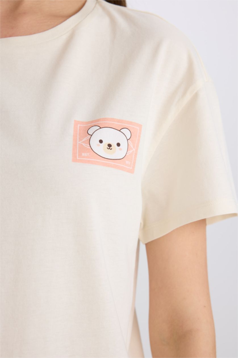 نساء سيموني طقم بيجاما تيشيرت بأكمام قصيرة و سروال من Fall in Love - قطعتين