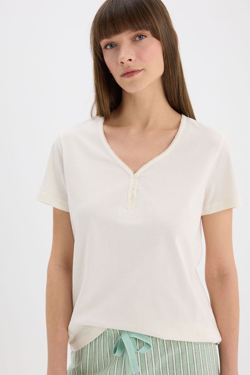 FEMME Bleu Ensemble Pyjama T-shirt et Pantalon de Fall in Love