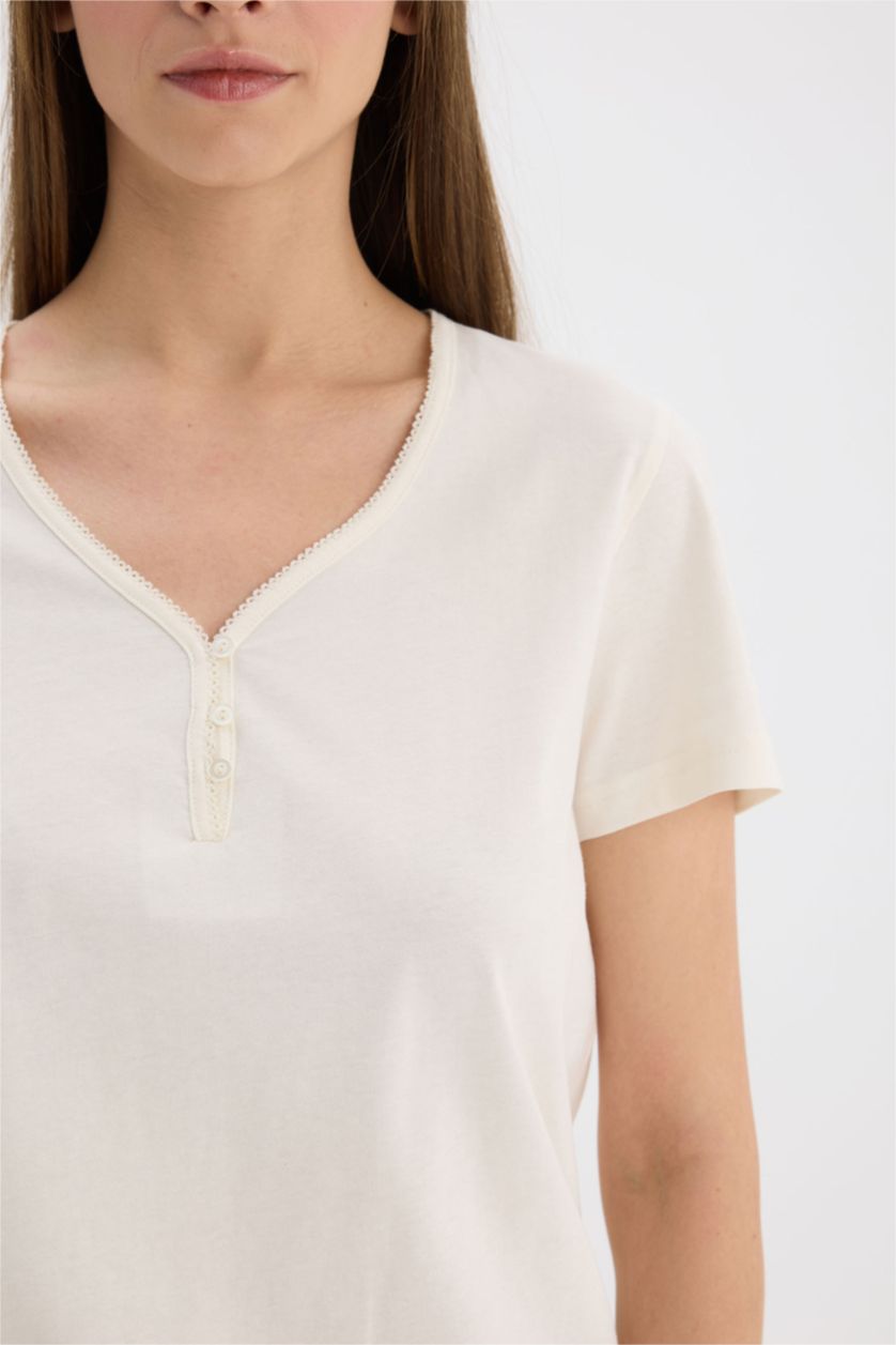 FEMME Bleu Ensemble Pyjama T-shirt et Pantalon de Fall in Love