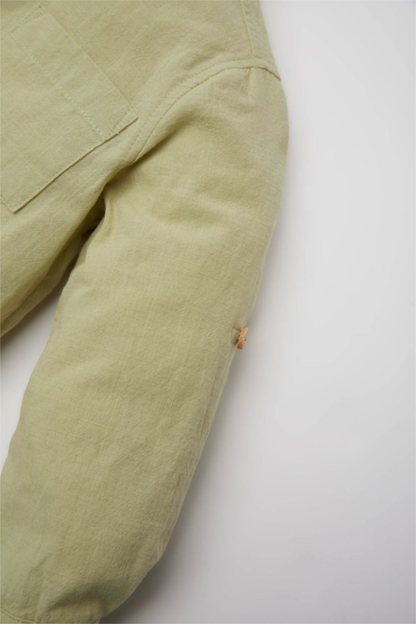 Baby Boy Mint Baby Boy Shirt Collar Flam Poplin Long Sleeve Shirt