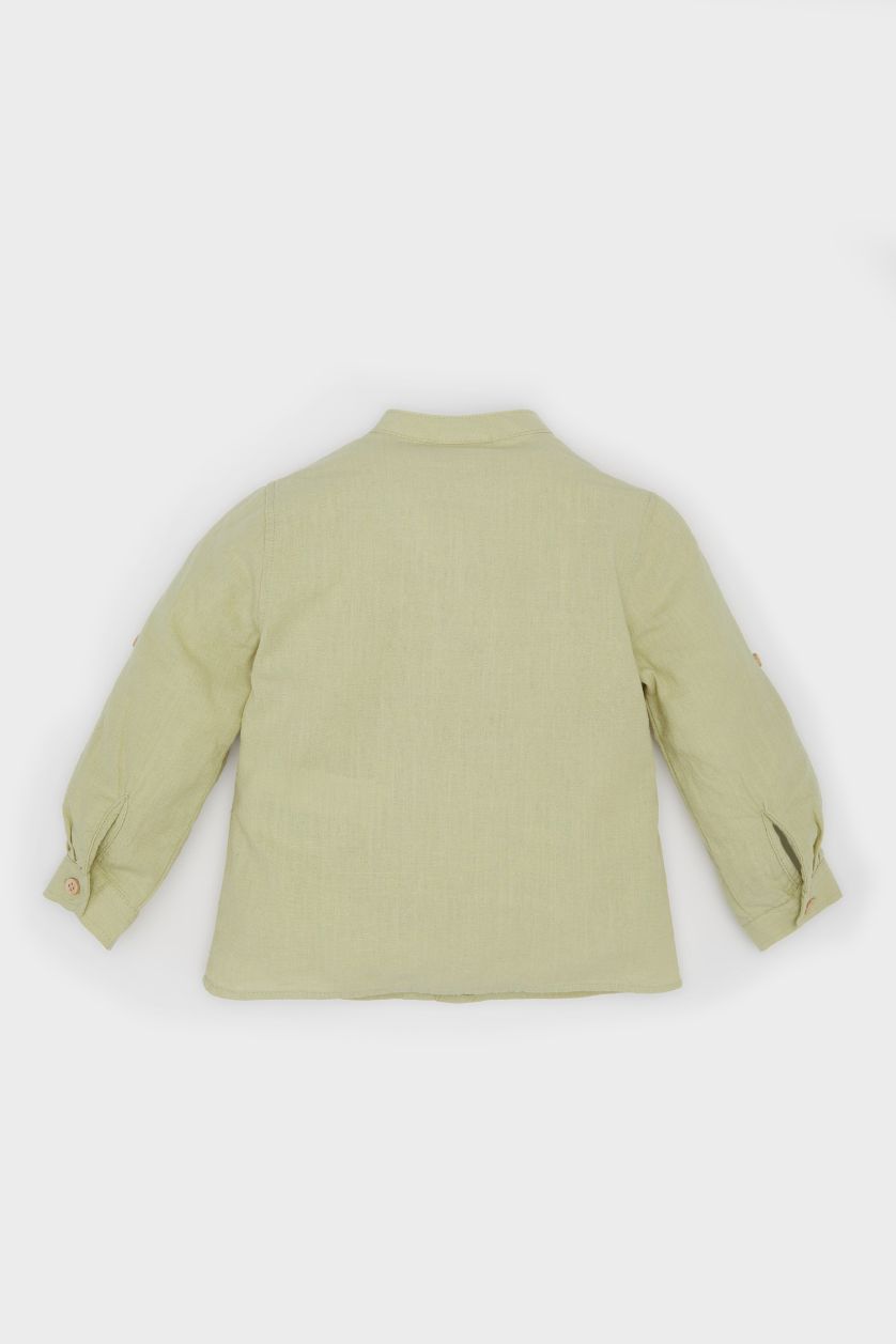 Baby Boy Mint Baby Boy Shirt Collar Flam Poplin Long Sleeve Shirt