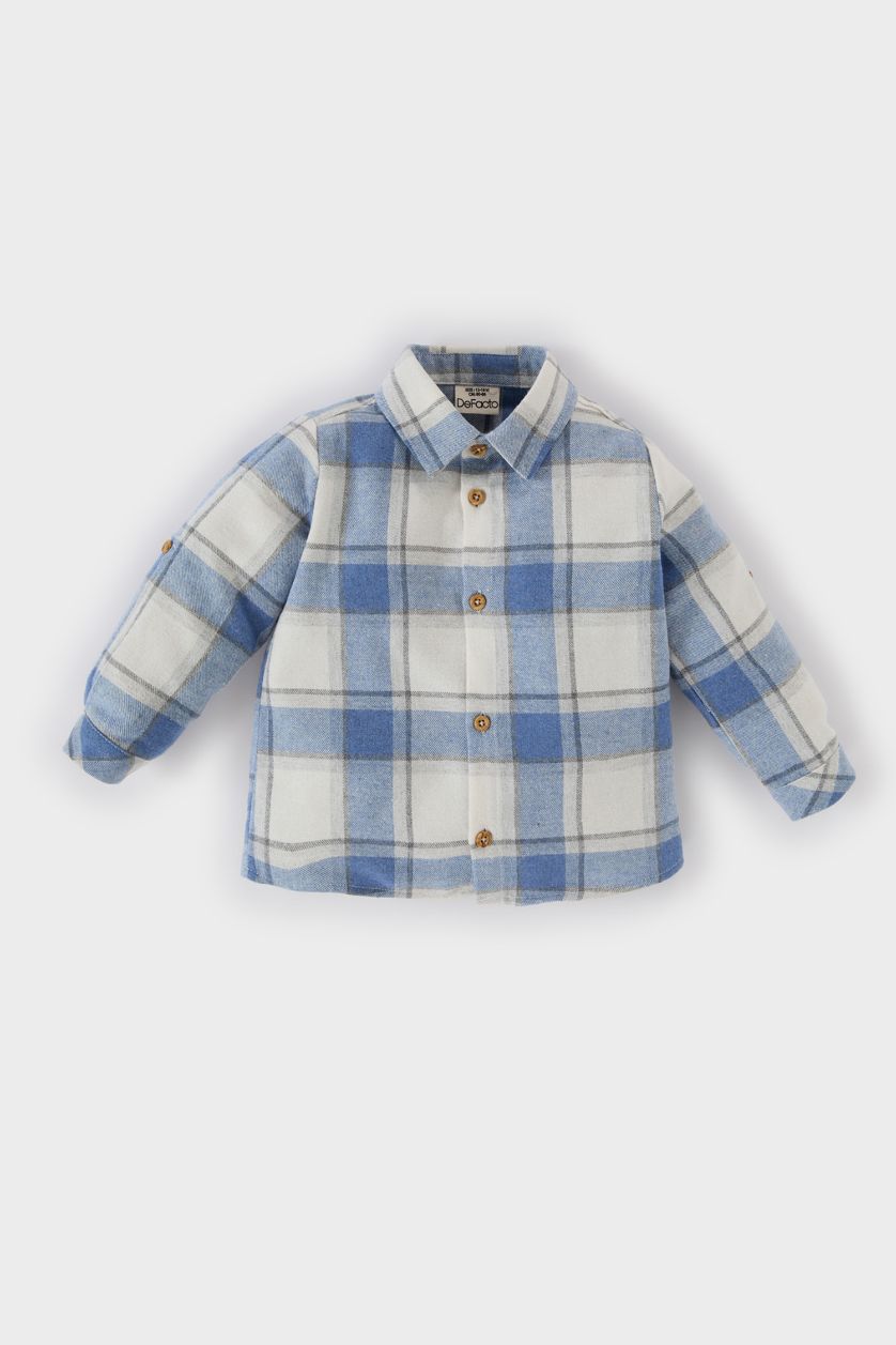 Baby Boy Blue Baby Boy Plaid Flannel Long Sleeve Shirt