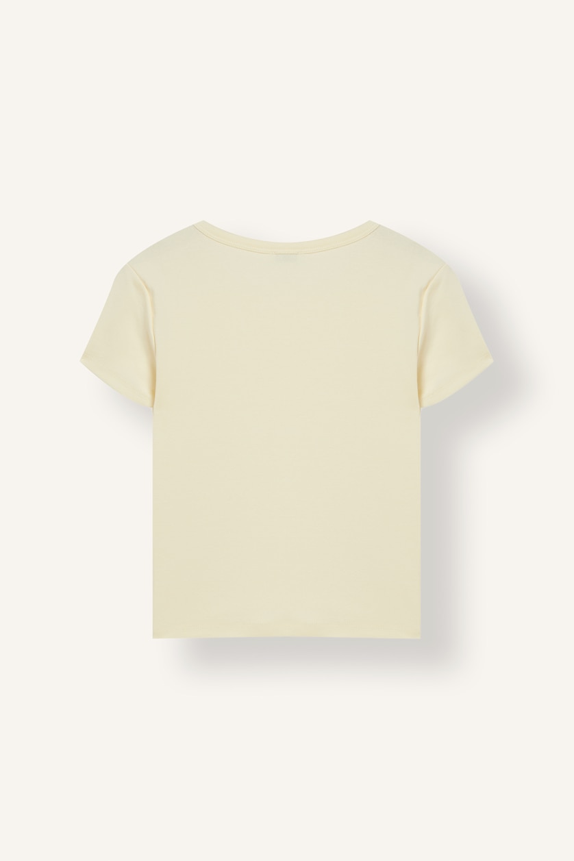 WOMAN Sand Slim Fit Crew Neck Ribana Short Sleeve T-Shirt