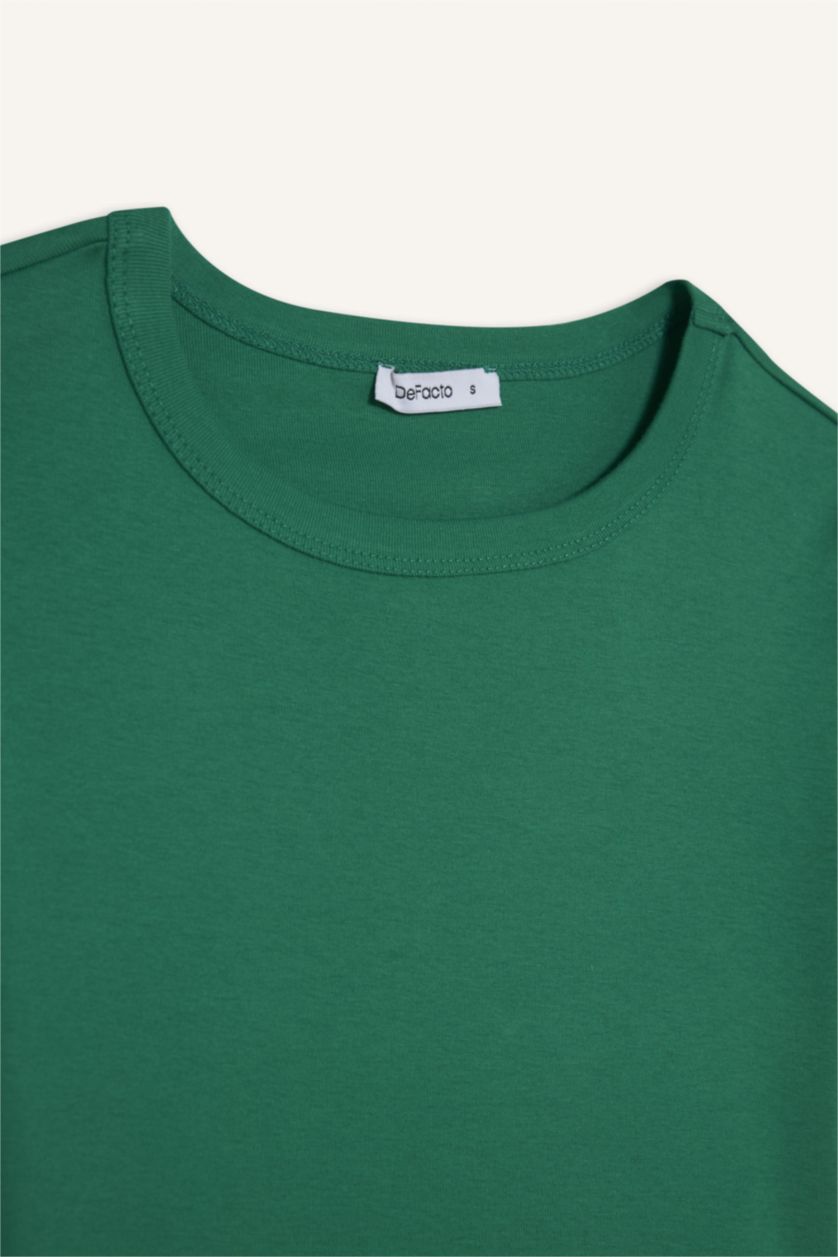 Kadın Yeşil Kısa kollu Ribana Tişört