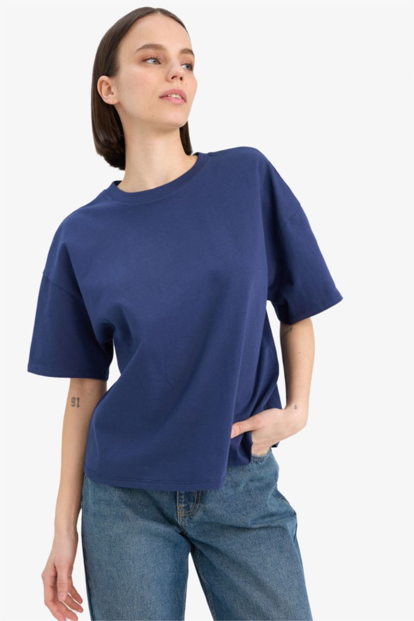 Woman NAVY Loose Fit Short Sleeve T-Shirt