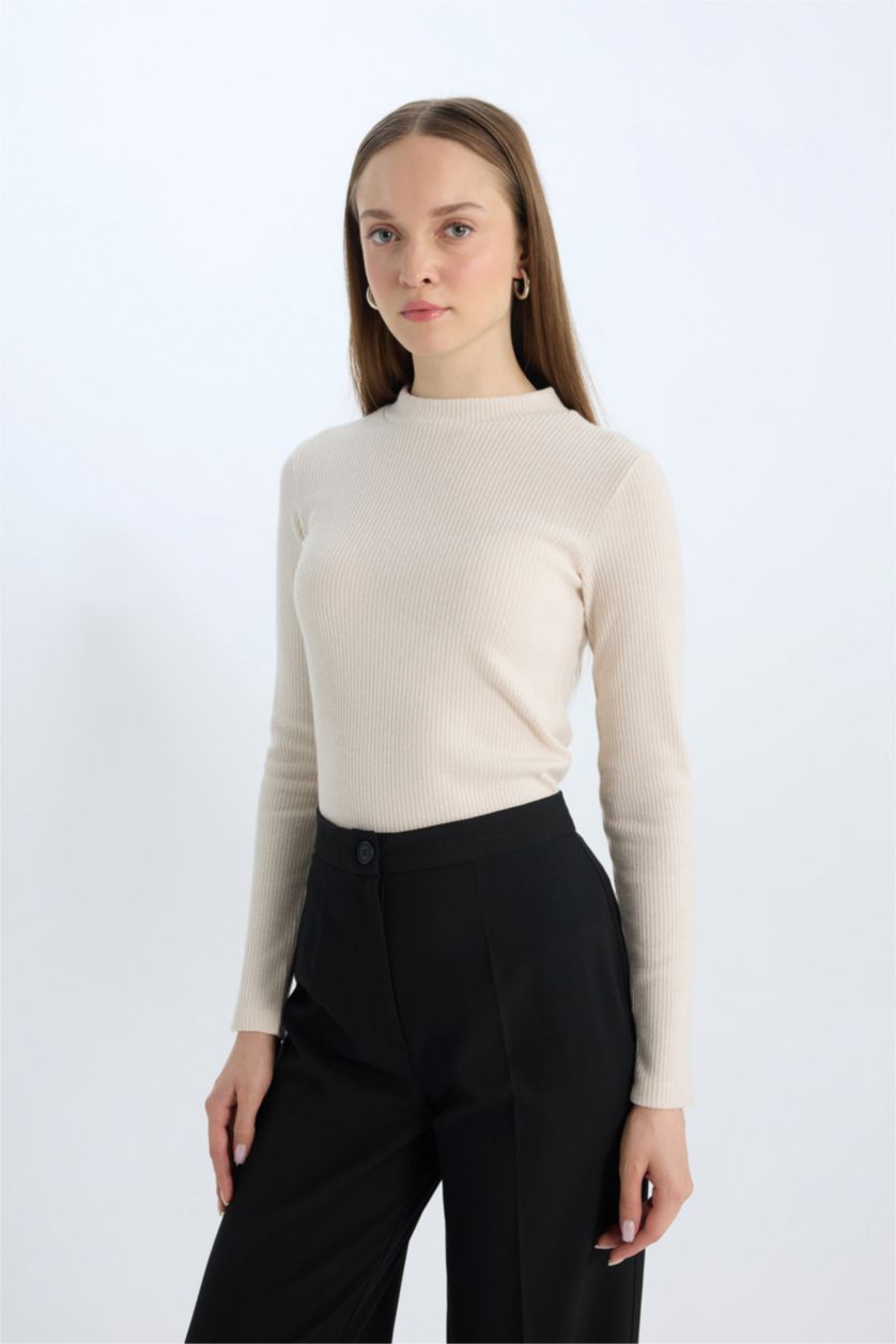 FEMME Écru Tunique à Manches Longues et à Coupe Régulière