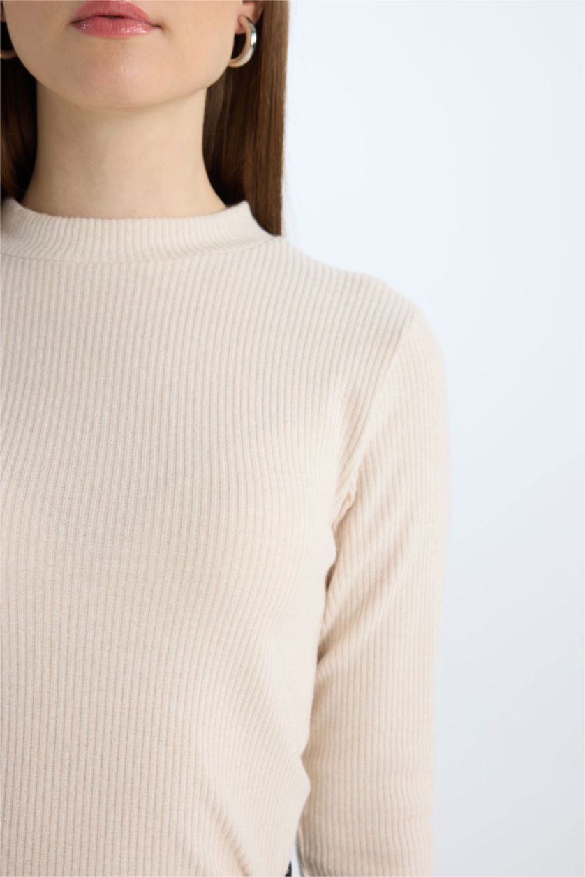 FEMME Écru Tunique à Manches Longues et à Coupe Régulière