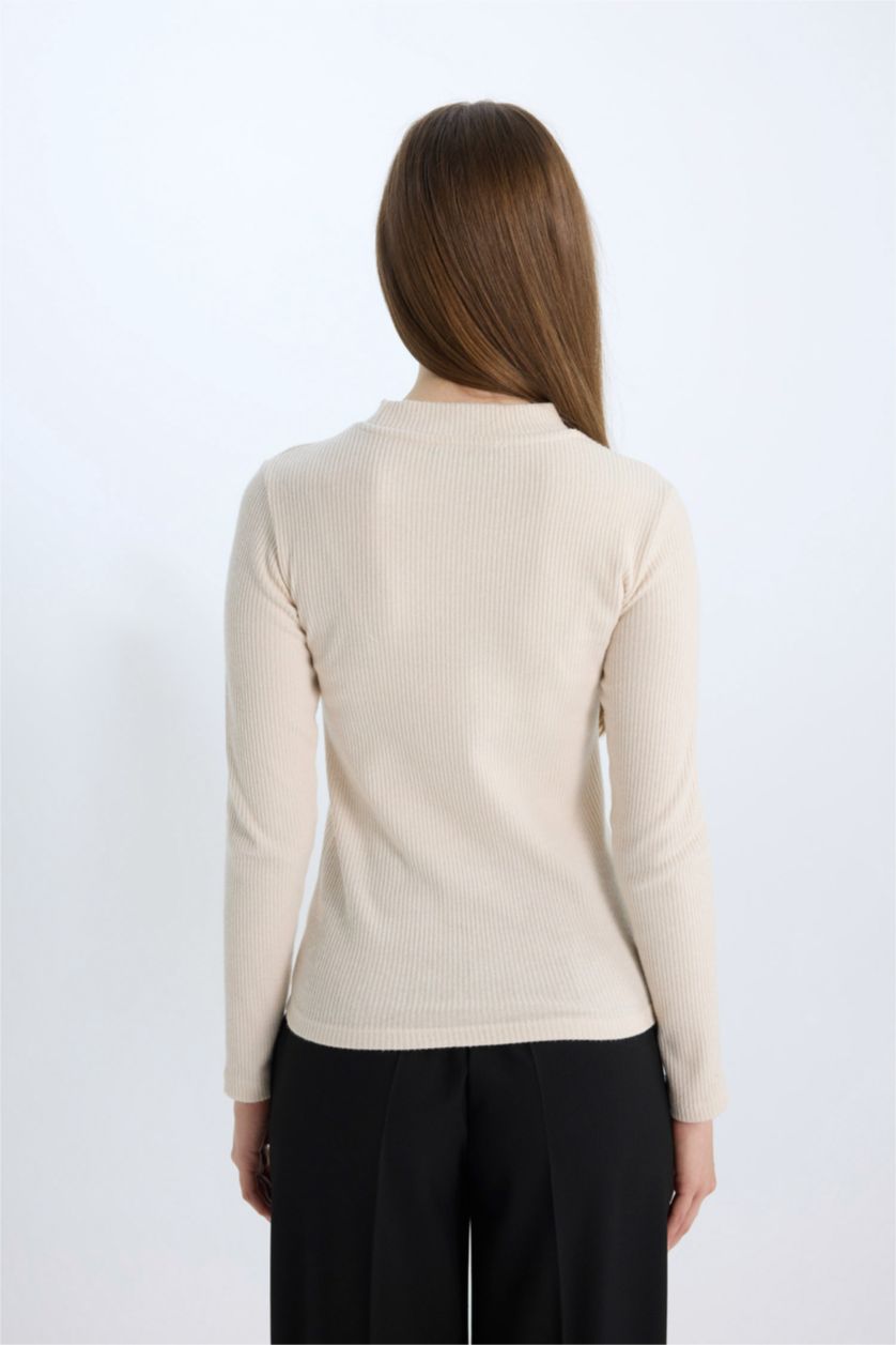 FEMME Écru Tunique à Manches Longues et à Coupe Régulière