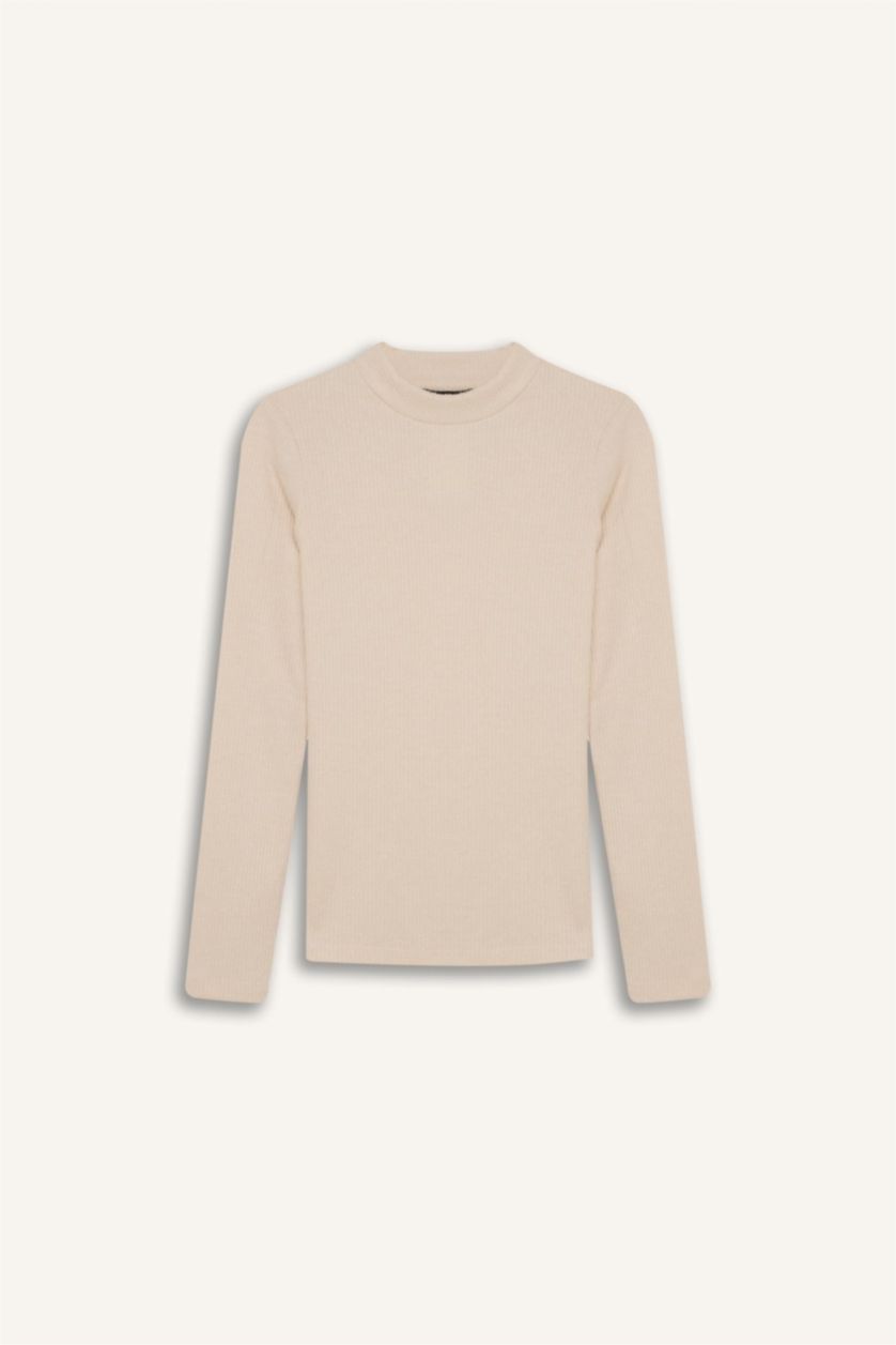 FEMME Écru Tunique à Manches Longues et à Coupe Régulière