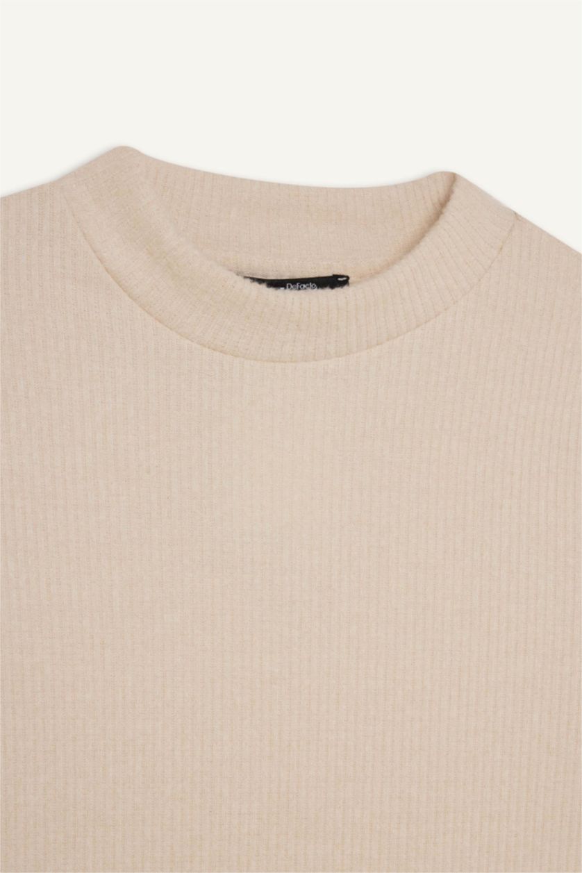 FEMME Écru Tunique à Manches Longues et à Coupe Régulière