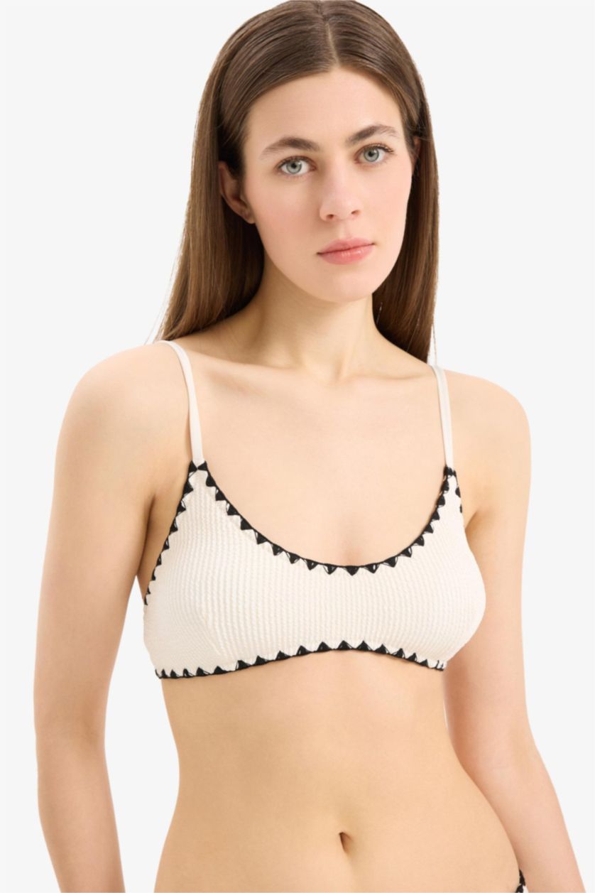 WOMAN White Regular Fit Crepe Bikini Top