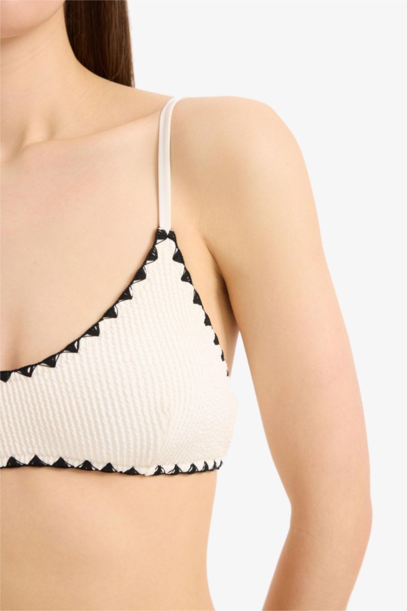 WOMAN White Regular Fit Crepe Bikini Top