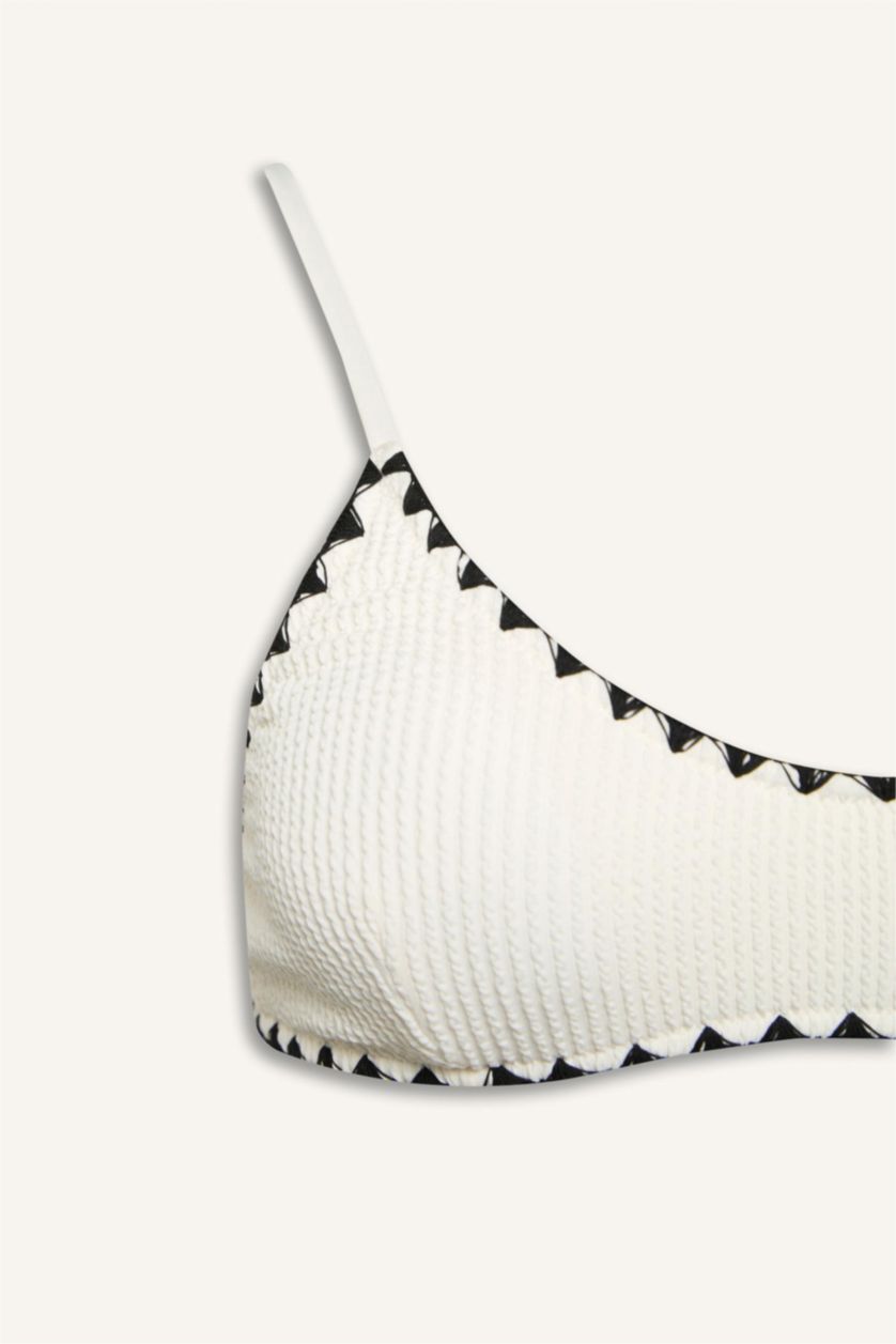 WOMAN White Regular Fit Crepe Bikini Top