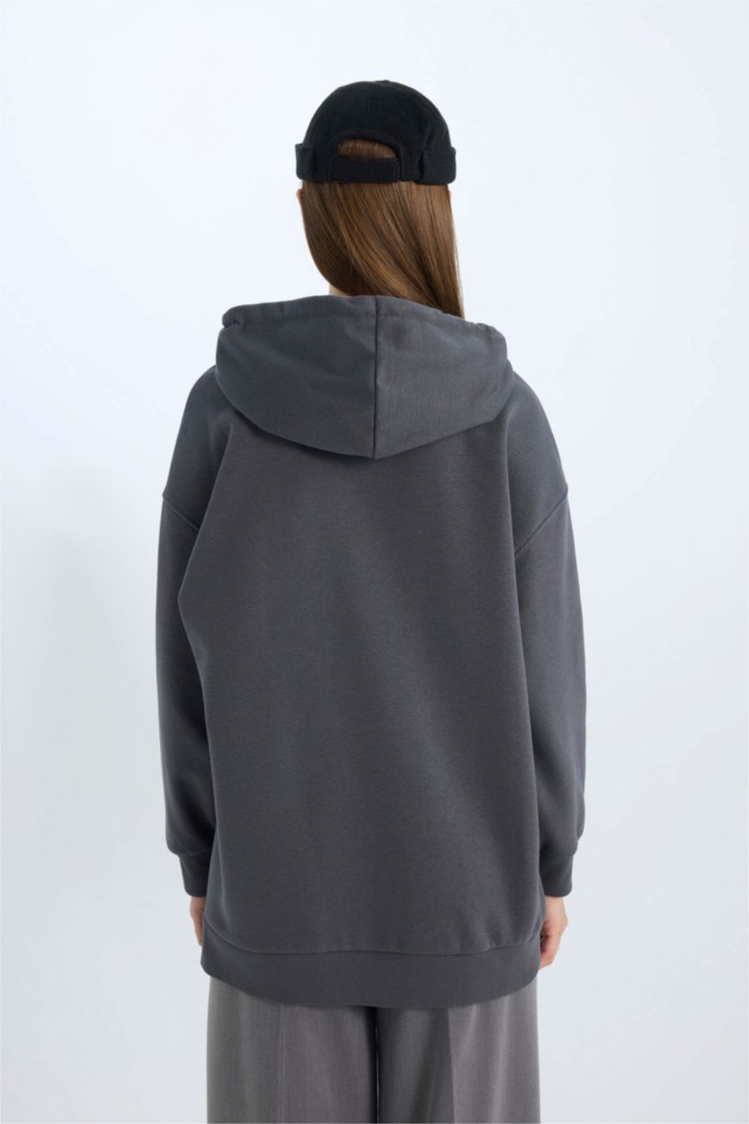 نساء أنثرا سويت شيرت ثقيل قصة عادية بغطاء للرأس ببطانة ناعمة