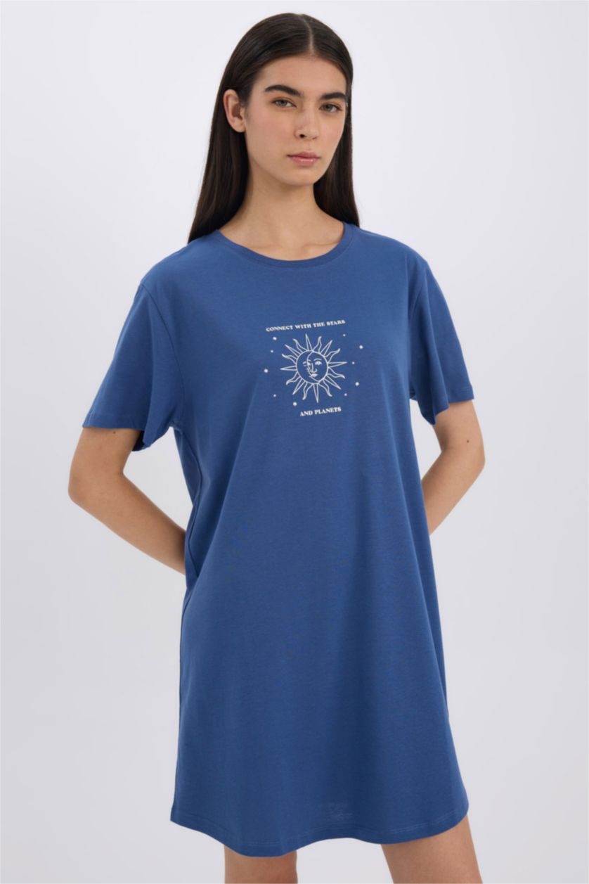 Женщины Индиго Платье-футболка с круглым вырезом и коротким рукавом, Коллекция Fall in Love