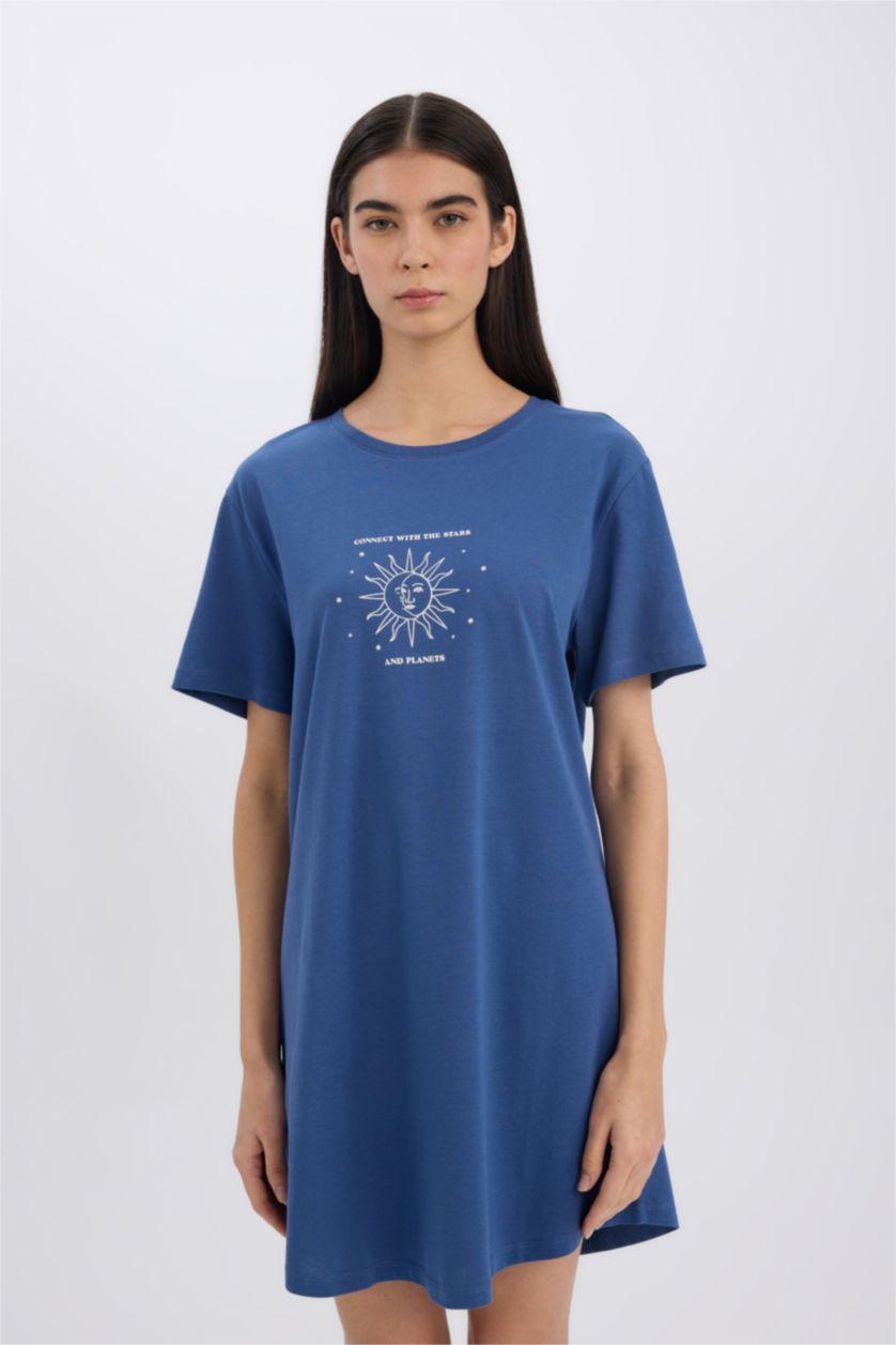 Женщины Индиго Платье-футболка с круглым вырезом и коротким рукавом, Коллекция Fall in Love