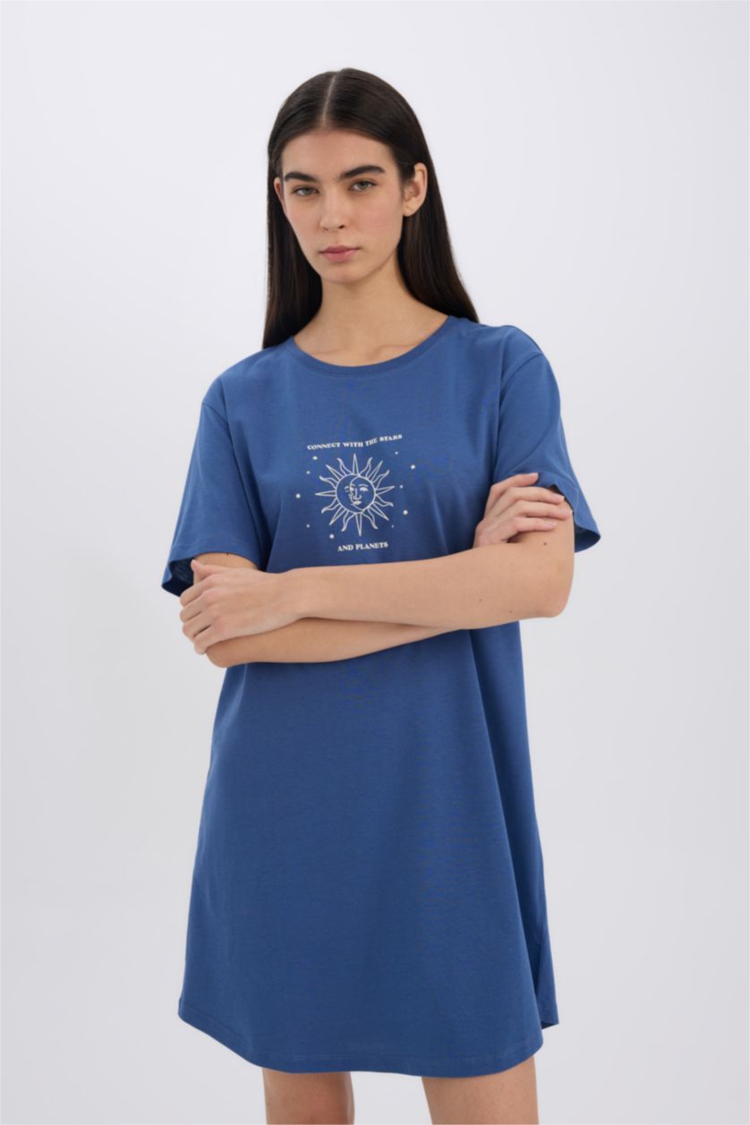 Женщины Индиго Платье-футболка с круглым вырезом и коротким рукавом, Коллекция Fall in Love