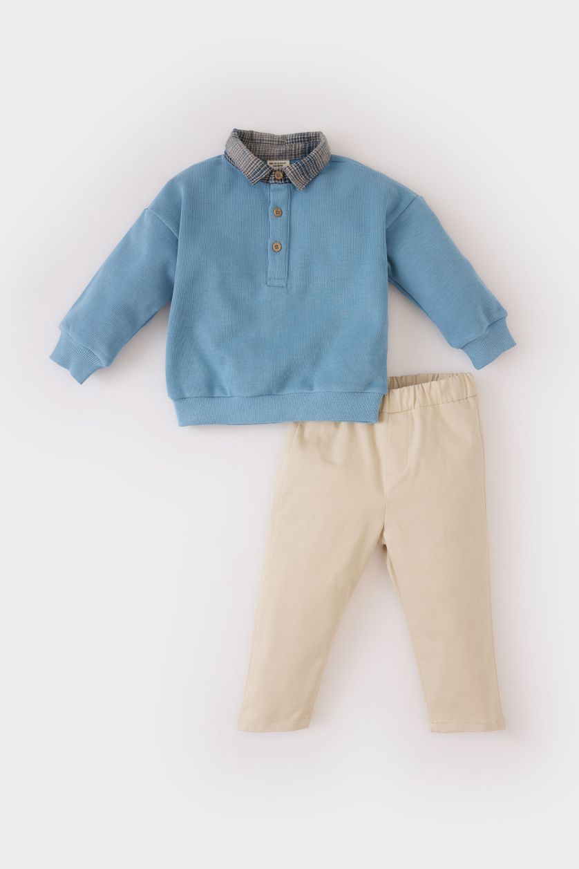 طفل صغير أزرق طقم بيبي اولادي قصة عادية - قطعتين