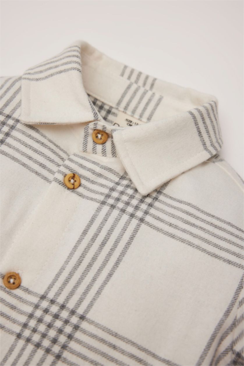 طفل صغير رمادي سيت ولادي قميص كاروهات وبنطلون - قطعتين