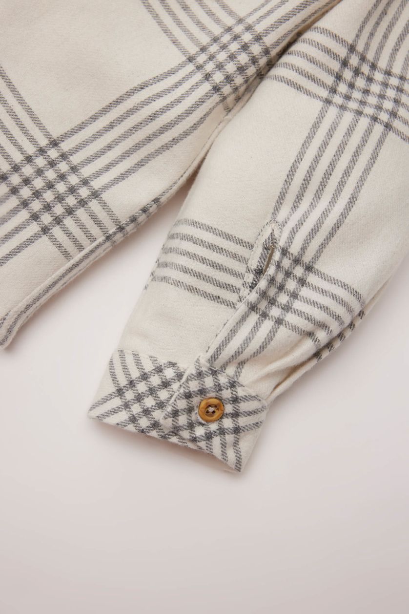 طفل صغير رمادي سيت ولادي قميص كاروهات وبنطلون - قطعتين