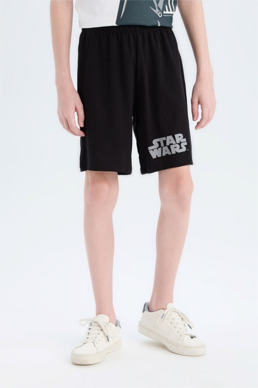 Erkek Çocuk - Genç Erkek Beyaz %100 Pamuklu Star Wars Baskılı Beli Lastikli Pijama Takımı Erkek Çocuk