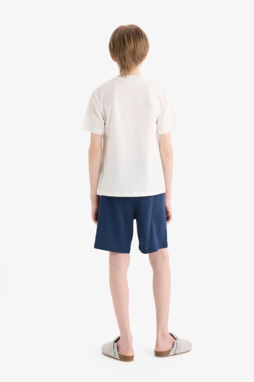 أولادي اوف وايت طقم بيجاما اولادي شورت وتيشيرت أبيض قصة عادية - قطعتين