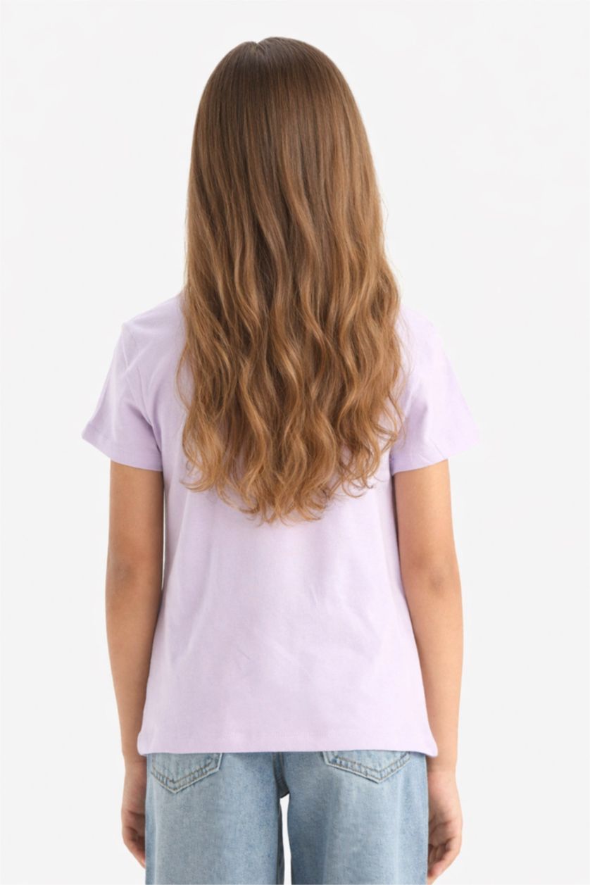 GIRLS & TEENS Lilac Girl Crew Neck Printed Short Sleeve T-Shirt