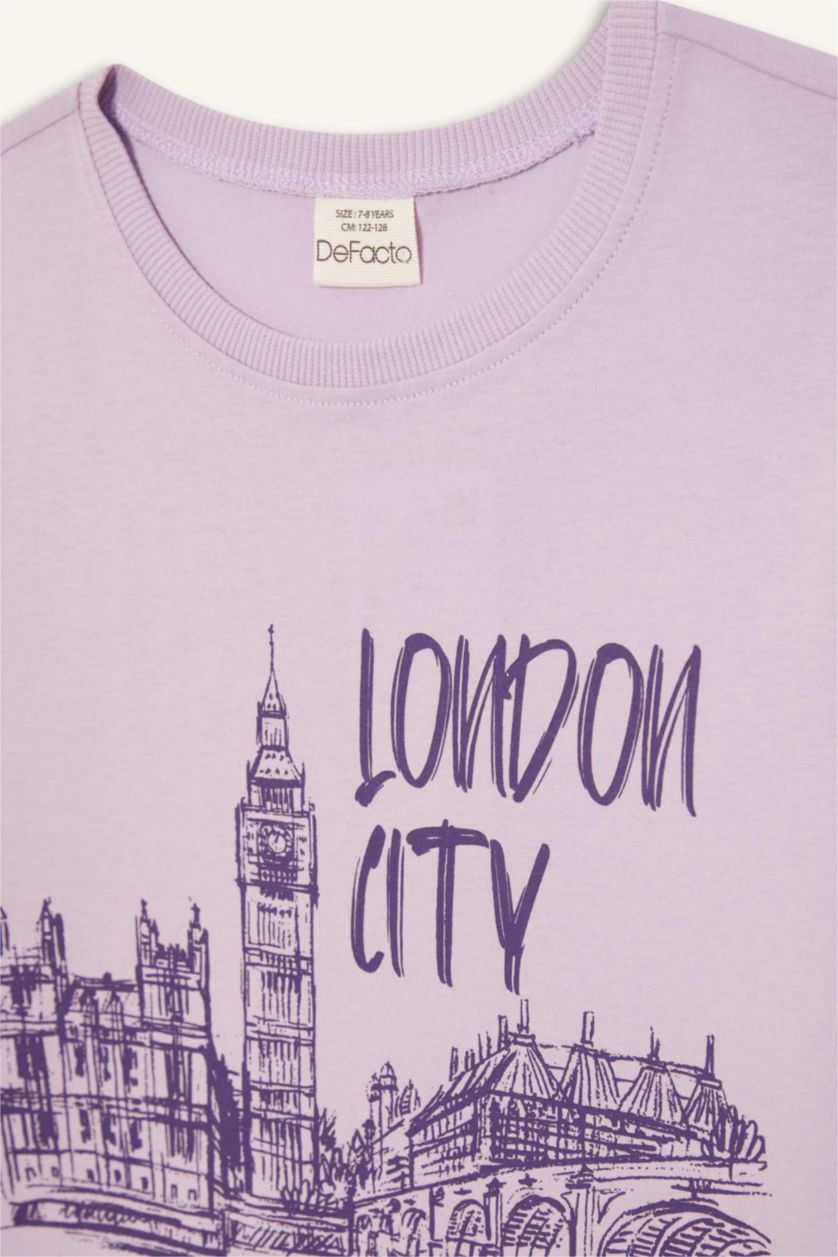 GIRLS & TEENS Lilac Girl Crew Neck Printed Short Sleeve T-Shirt