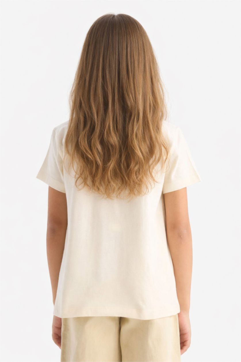 Girls & Teens Light Stone Girl Regular Fit Crew Neck Anime Print T-Shirt