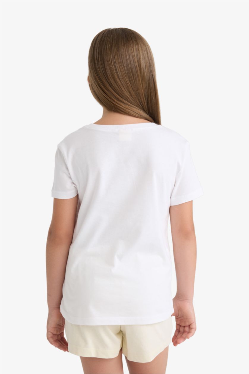 Девочки и подростки Белый Футболка для девочек с круглым вырезом и короткими рукавами с аниме-принтом