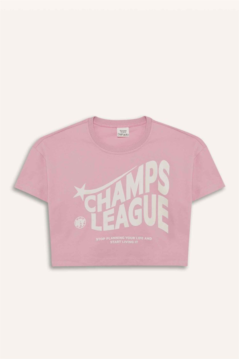 GIRLS & TEENS Pink Girl Crew Neck Printed Short Sleeve T-Shirt