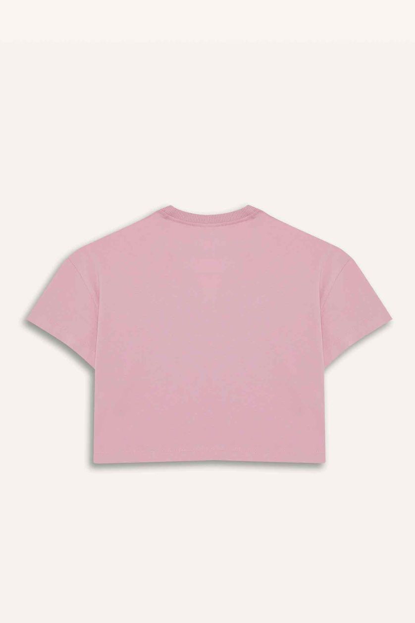 GIRLS & TEENS Pink Girl Crew Neck Printed Short Sleeve T-Shirt