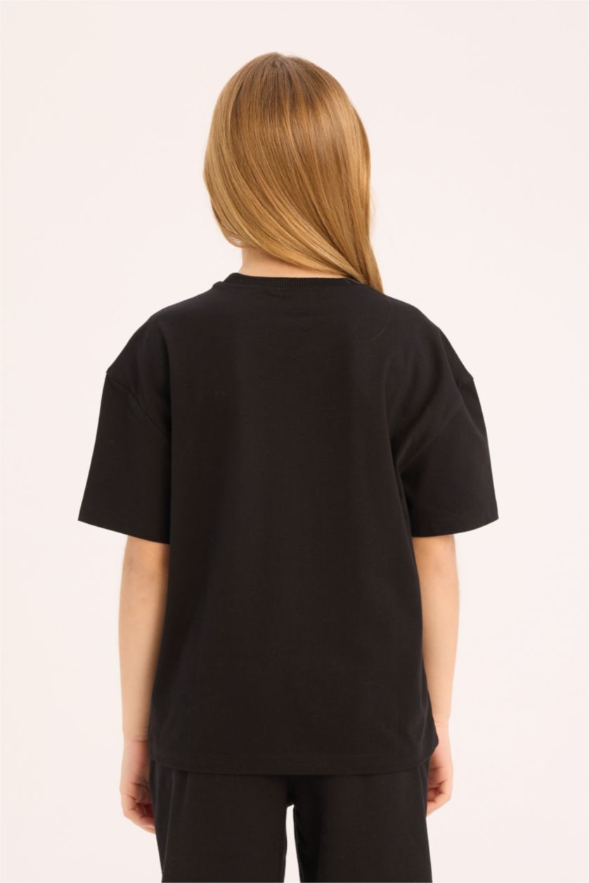 GIRLS & TEENS Black Girl Relax Fit Crew Neck Slogan Printed T-shirt