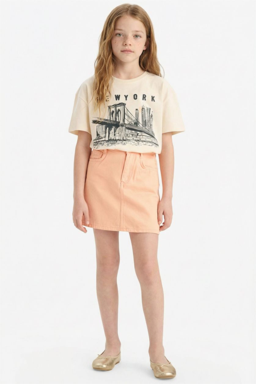 GIRLS & TEENS Ecru Girl Relax Fit Crew Neck Printed T-Shirt