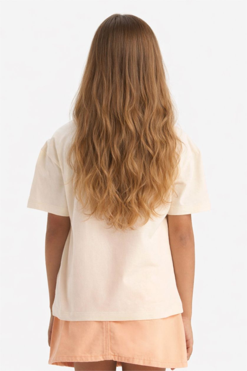 GIRLS & TEENS Ecru Girl Relax Fit Crew Neck Printed T-Shirt